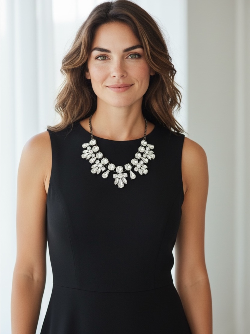 Vintage-Style Crystal Statement Bib Necklace